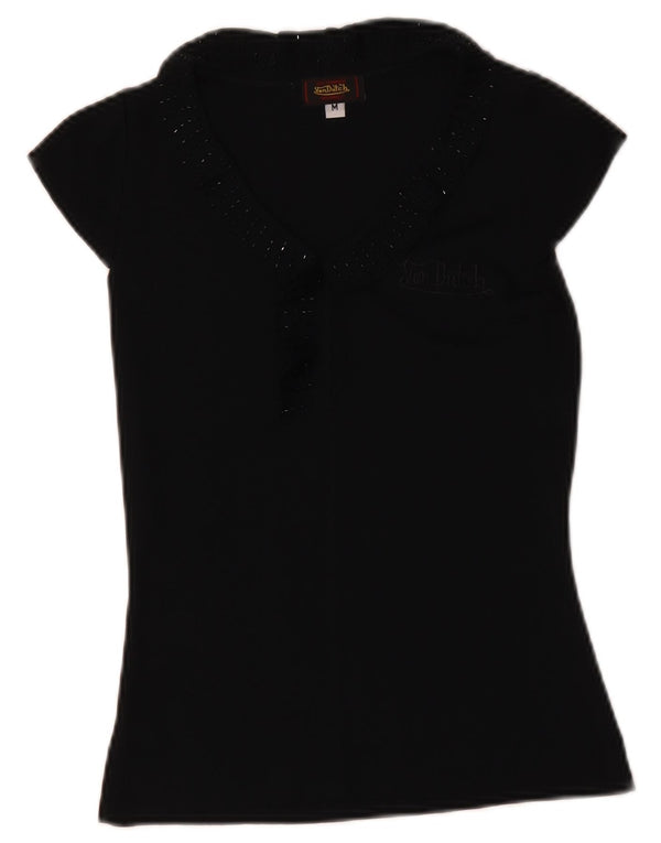 Blusa feminina Von Dutch Top UK 12 microfibras pretas médias