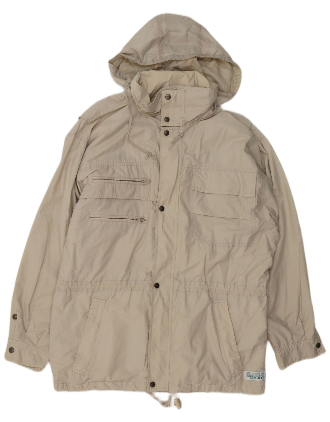 KLEPPER Mens Gore-Tex Hooded Utility Jacket UK 38 Medium Beige Cotton