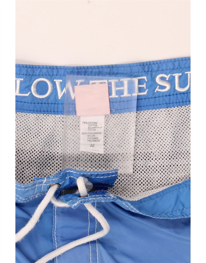 Pantaloncini da bagno da uomo SUNDEK in cotone color block blu medio