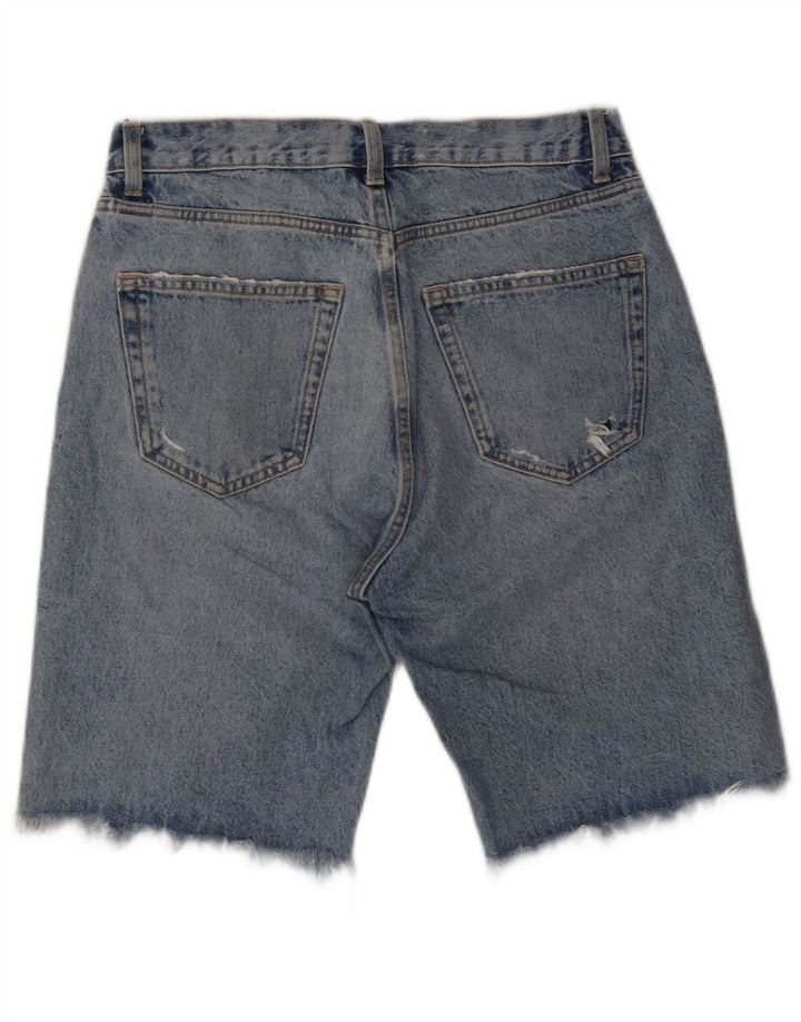 ZARA Distressed denimshorts til mænd W31 mellemblå bomuld