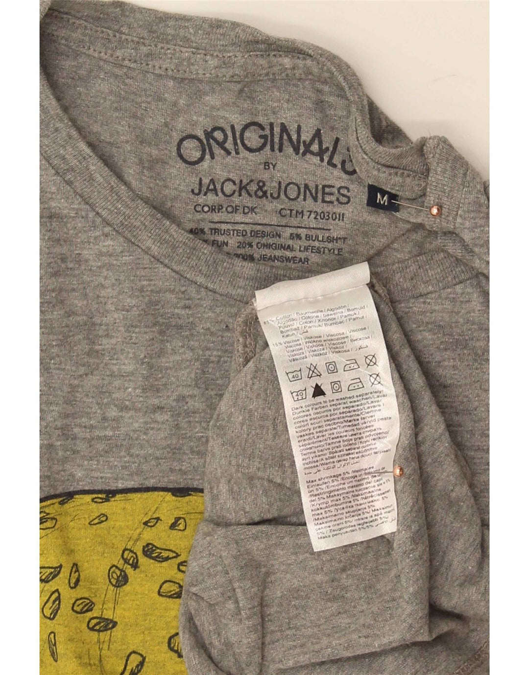 Camiseta gráfica masculina Jack & Jones Top cinza médio algodão