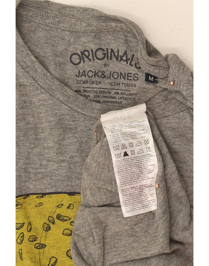 Camiseta gráfica masculina Jack & Jones Top cinza médio algodão