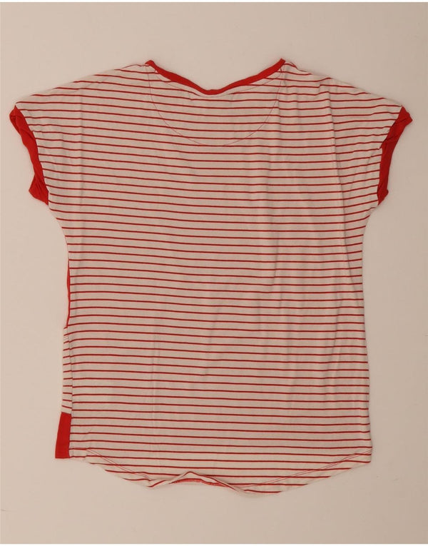 T-shirt da donna Ellesse Top UK 14 viscosa a righe rosse medie