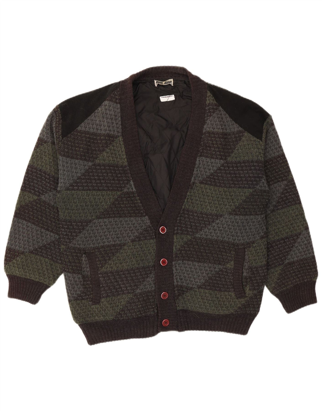 Mark Adam Mens Cardigan Sweater IT 48/50 Medium Green Geometric Polyacrylic