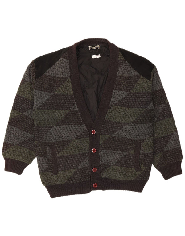 Mark Adam Mens Cardigan Sweater IT 48/50 Medium Green Geometric Polyacrylic