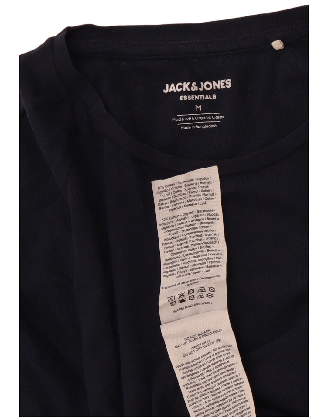 JACK & JONES Herre T-Shirt Top Medium Marineblå Bomuld