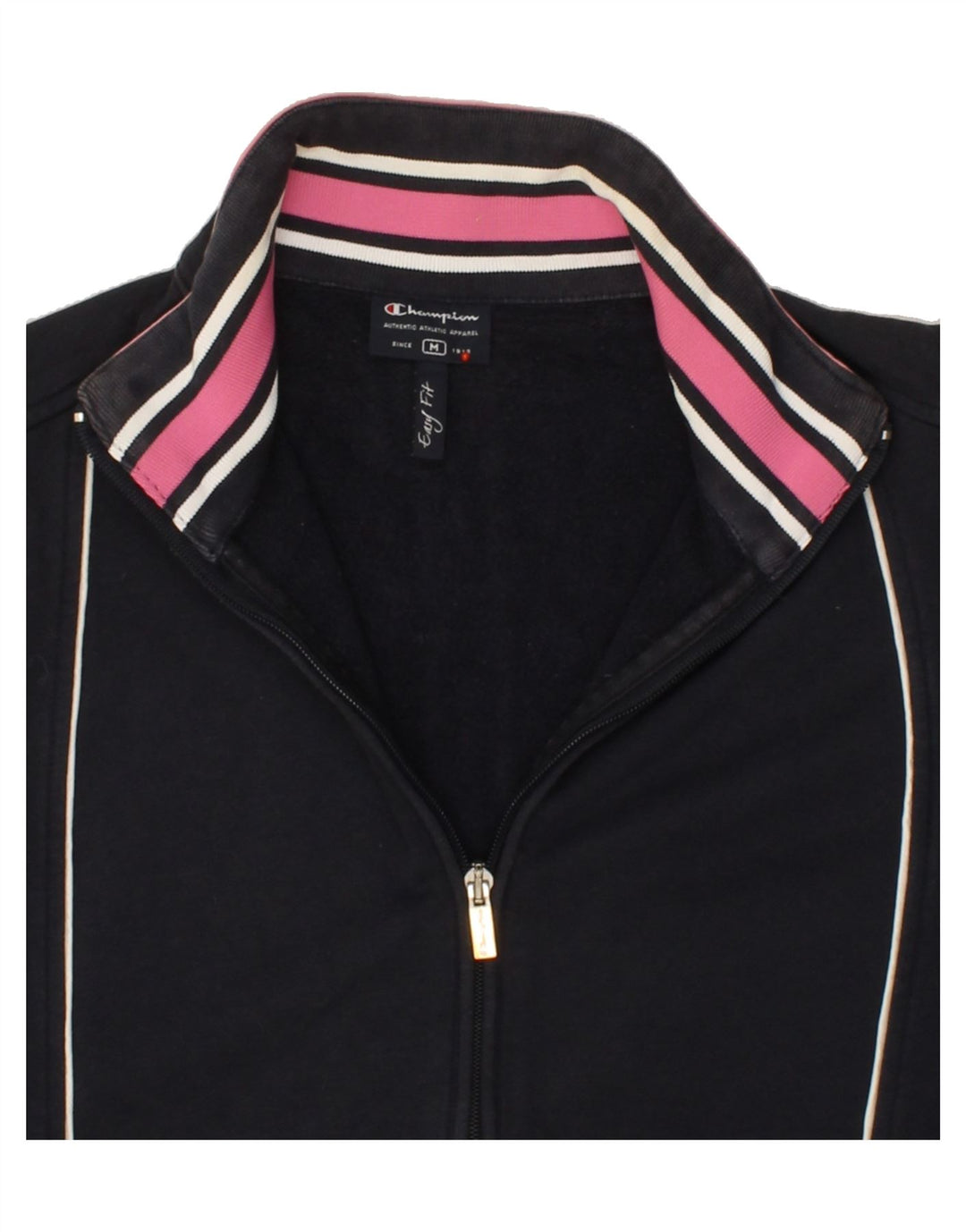 CHAMPION Womens Easy Fit Tracksuit Top Jacket UK 14 Medium Black Cotton Vintage Champion and Second-Hand Champion from Messina Hembry 