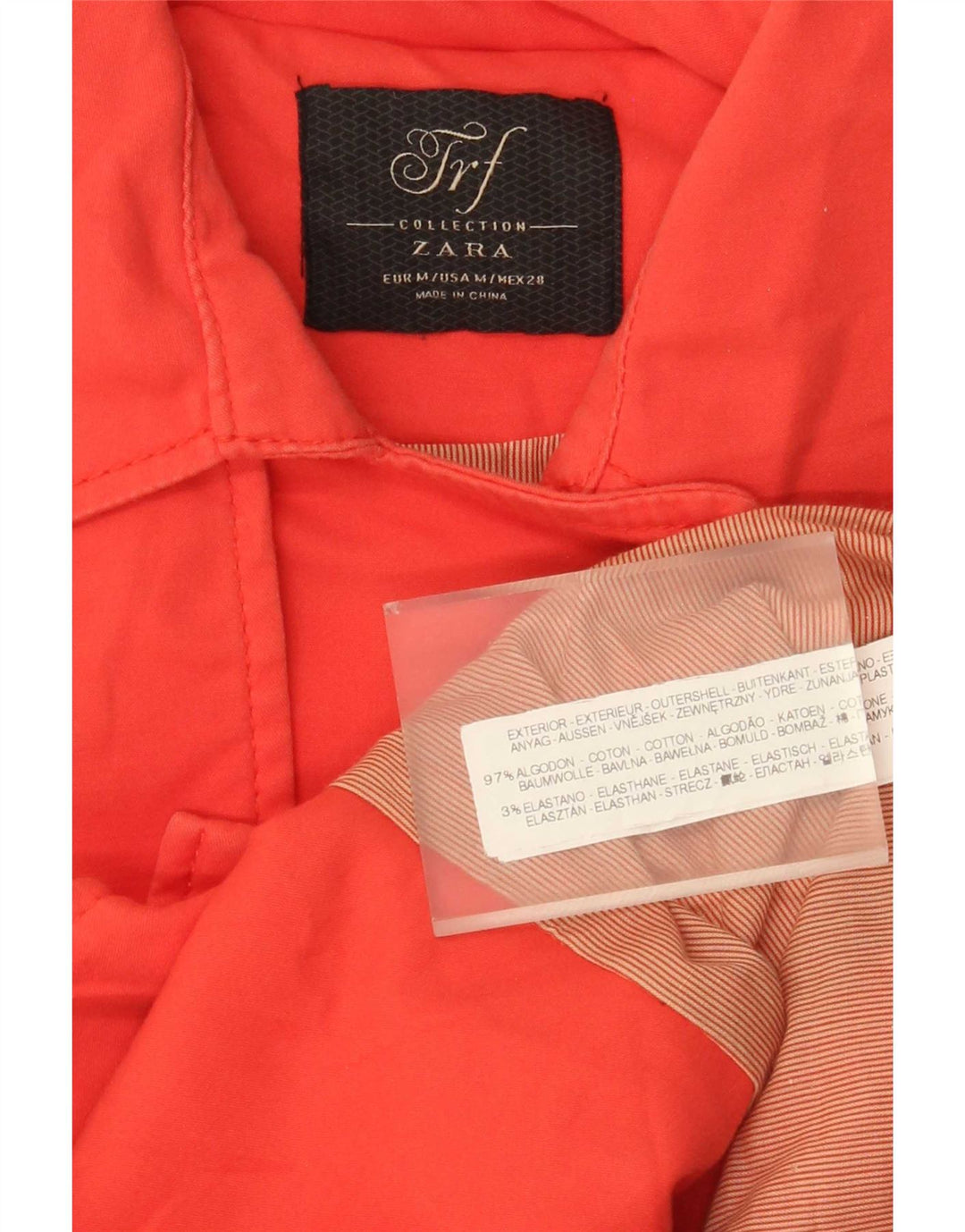 Trench corto da donna Zara UK 12 cotone arancione medio