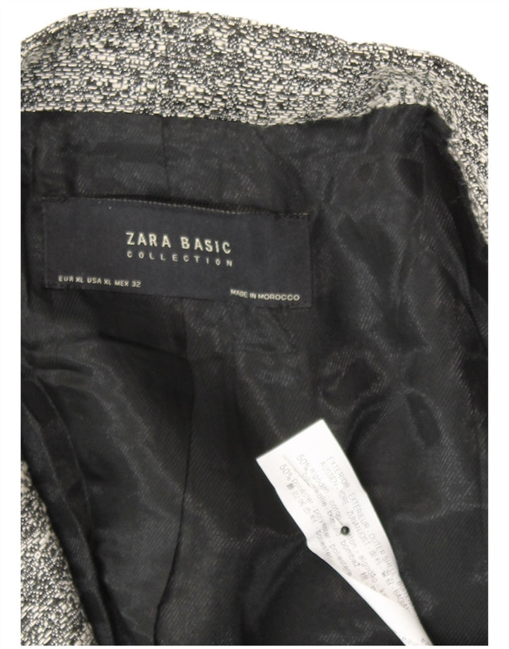 Zara Womens Overcoat UK 18 XL Grey Flecked Cotton