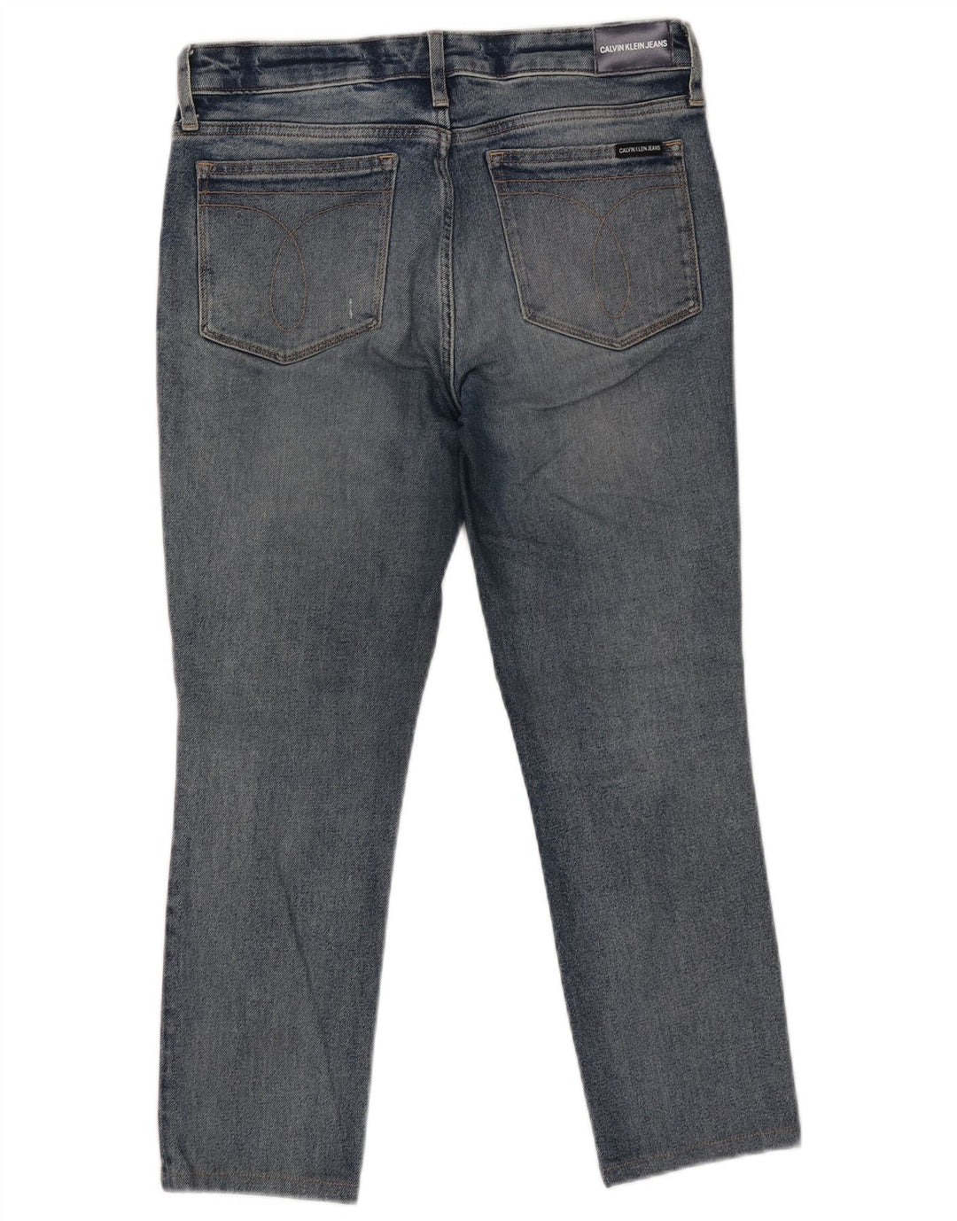 CALVIN KLEIN Mens Distressed Cropped Slim Jeans W30 L25 Blue