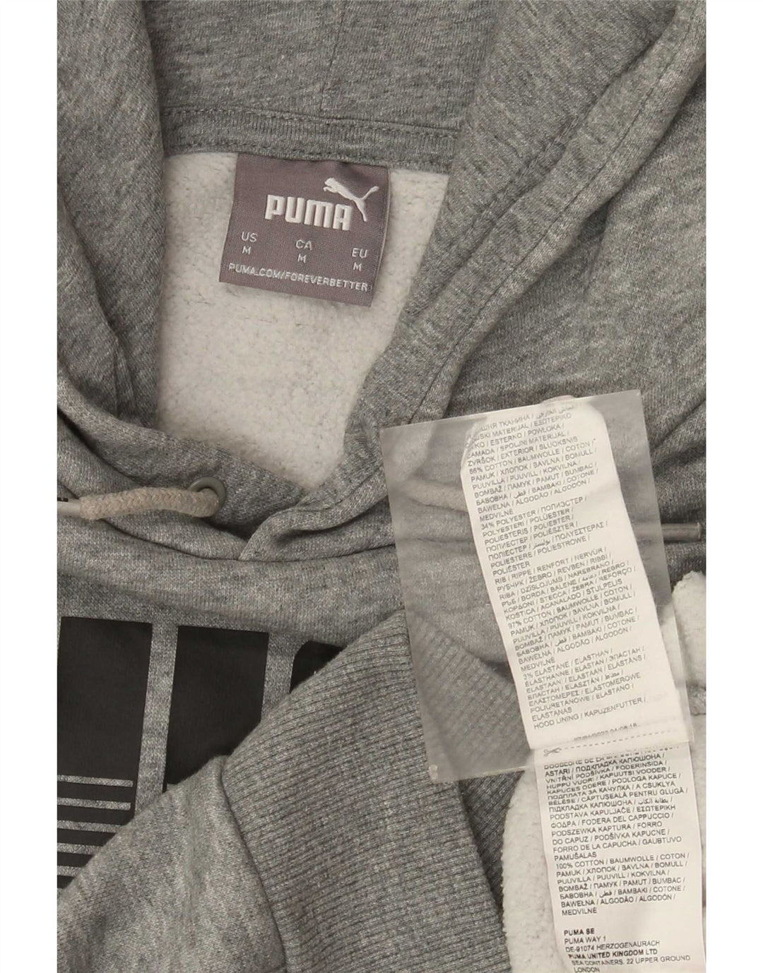 Puma Pull à Capuche Graphique Homme Gris Moyen Coton