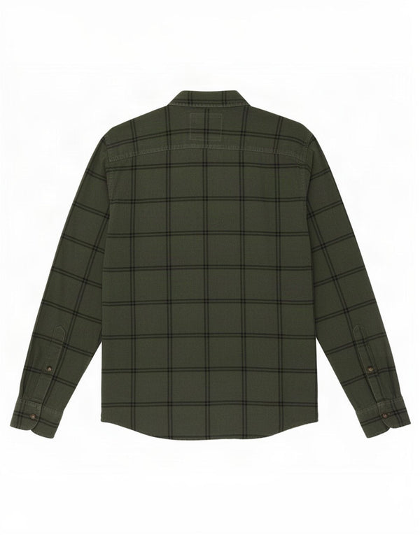 Hollister Mens Corduroy Shirt Large Green Plaid Cotton
