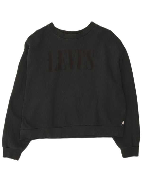 Levi's Womens Oversized Crop Sweatshirt Jumper UK 14 Medium Navy Blue