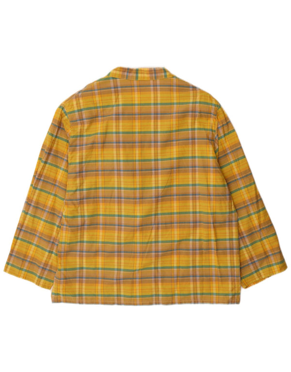 Jachetă vintage pentru femei cu 2 nasturi, blazer supradimensionat UK 14 Medium Yellow Check