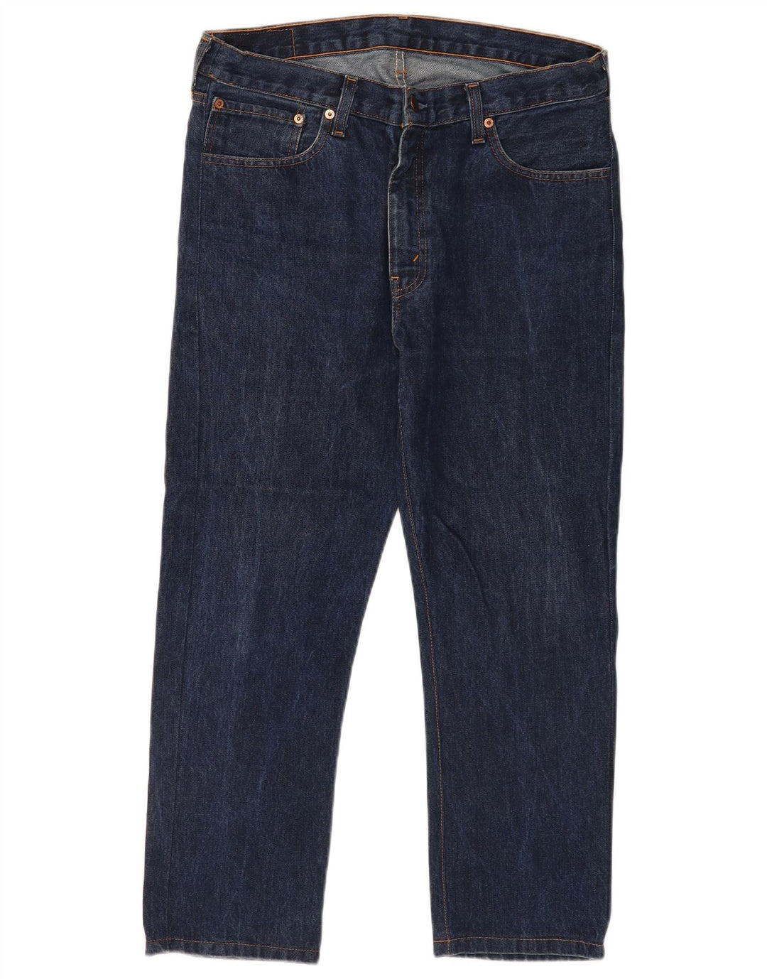 Levi's Uomo 751 Jeans dritti tagliati W36 L25 Blu Navy
