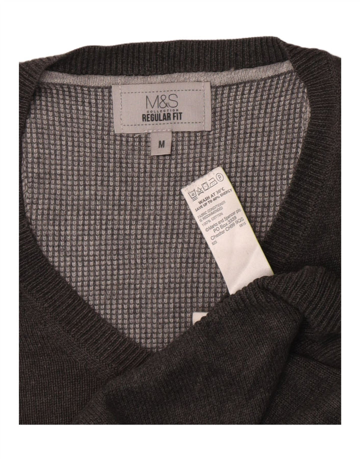 Marks & Spencer Herre Regular Fit V-hals sweater Medium Grey Flecked