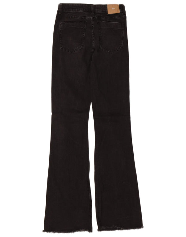 Zara Womens High Rise Flared Jeans EU 36 XS W26 L33 Algodão Preto