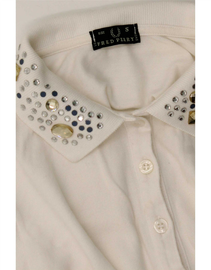 Fred Perry Dame Polo Shirt UK 10 Small White