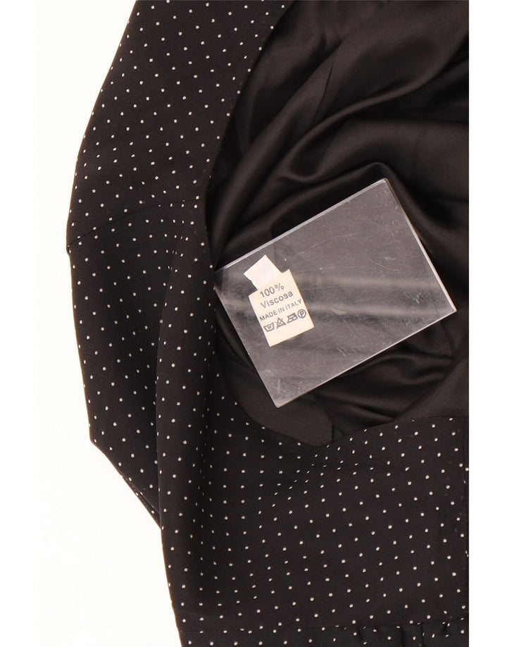 Vintage Womens Mini A-Line Dress IT 42 Medium Black Spotted Viscose
