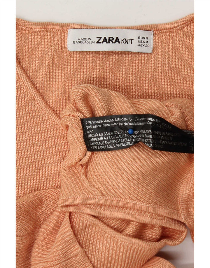 Zara Womens Sleeveless Crop Blouse Top UK 12 Medium Pink Viscose