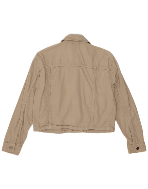 Topshop Veste bomber surdimensionnée pour femme Petite Crop UK 6 XS Coton beige