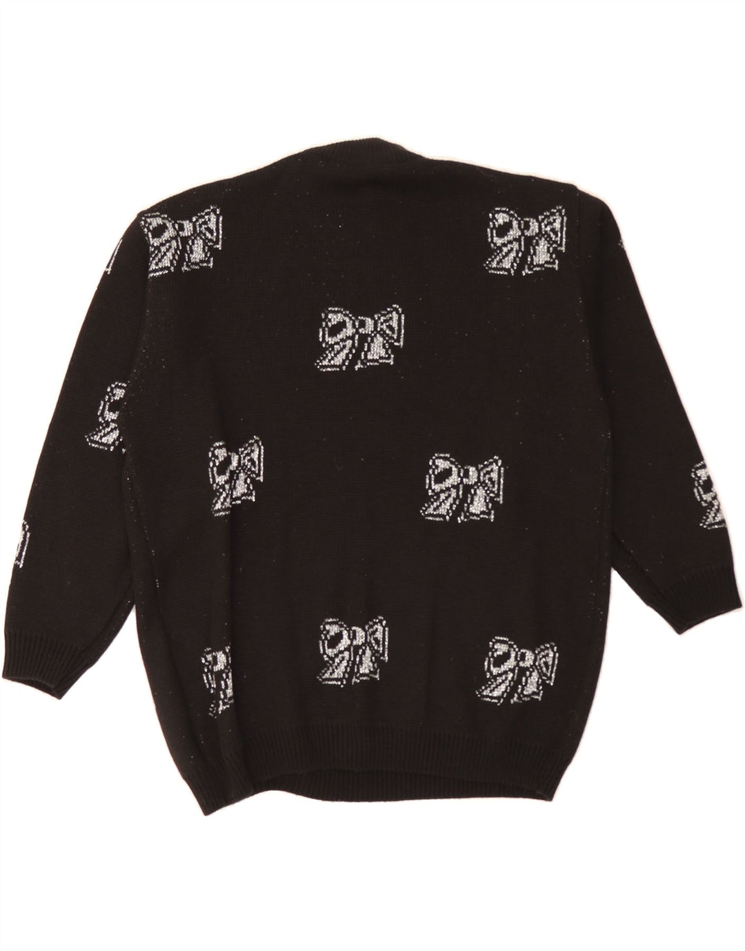 VINTAGE Womens Overshirt Turtle Neck Jumper Sweater UK 14 Medium Black Vintage Vintage and Second-Hand Vintage from Messina Hembry 