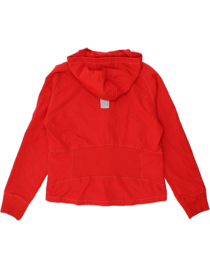 NIKE Womens Hooded Rain Jacket UK 12/14 Large Red Colourblock Polyester Vintage Nike and Second-Hand Nike from Messina Hembry 