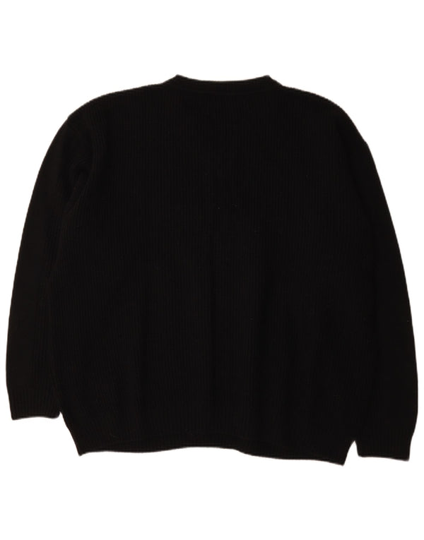 Engbers Herre V-hals sweater EU 54 XL Sort Stribet Uld