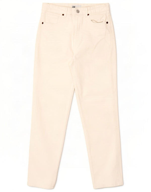 Jeans Zara da donna a vita alta EU 36 XS W26 L27 cotone bianco sporco