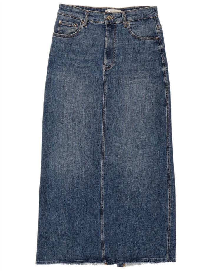 Zara Womens Maxi High Waist Denim Skirt Medium W28 Blue