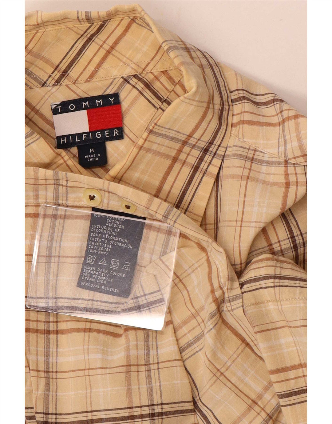 Camisa Tommy Hilfiger Hombre Algodón a cuadros beige medio