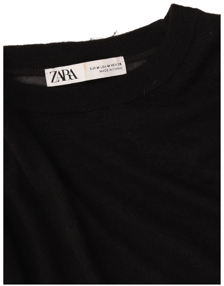 Zara Womens Oversized Boat Neck Jumper Sweater UK 14 Medium Black