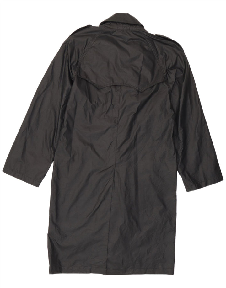 Fiorucci Mens Hooded Trench Coat UK 36 Small Black Nylon