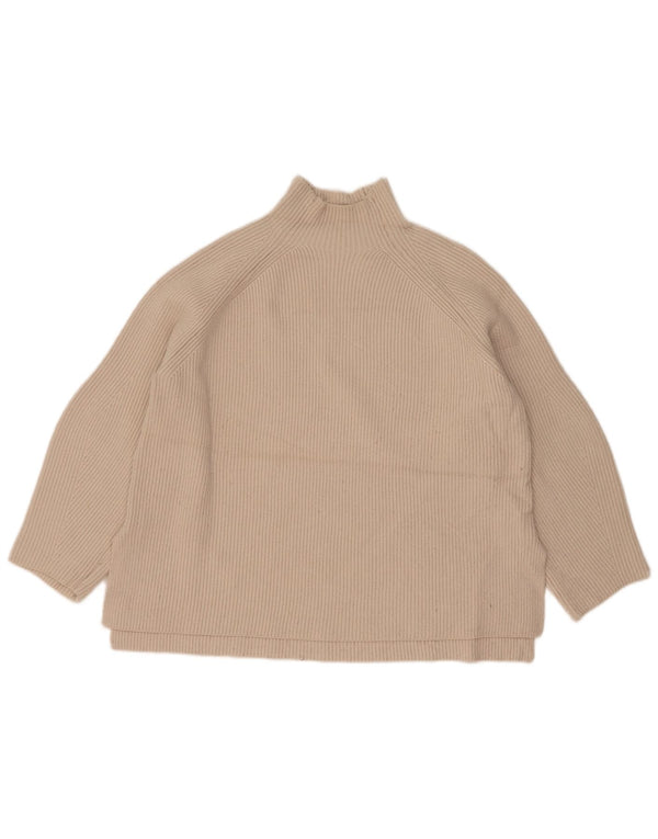 Zara Dame Turtle Neck Sweater UK 14 Medium Off White Viscose
