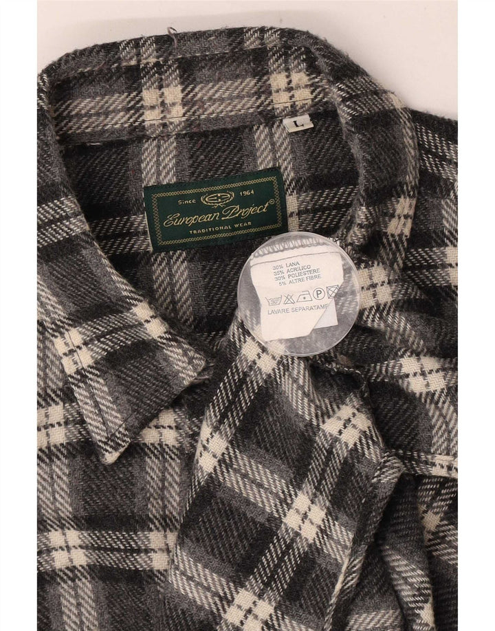 European Project Chemise en flanelle pour hommes, grand carreaux gris, acrylique