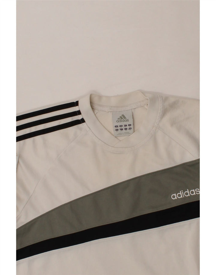 ADIDAS Boys T-Shirt Top 13-14 Years Off White Colourblock Polyester Vintage Adidas and Second-Hand Adidas from Messina Hembry 