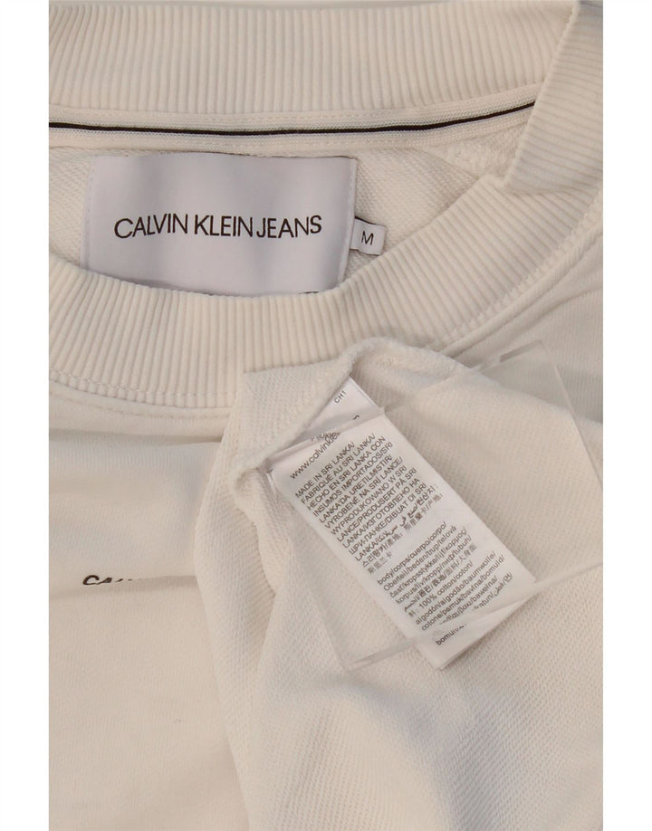CALVIN KLEIN JEANS Felpa Uomo Maglione Cotone Bianco Medio
