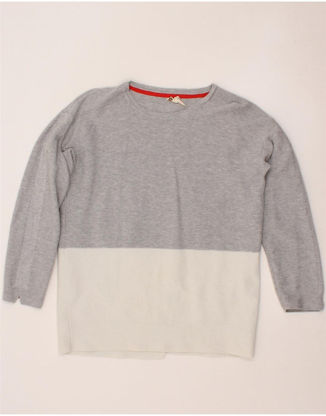 WHITE STUFF Womens Crew Neck Jumper Sweater UK 12 Medium Grey Colourblock Vintage White Stuff and Second-Hand White Stuff from Messina Hembry 