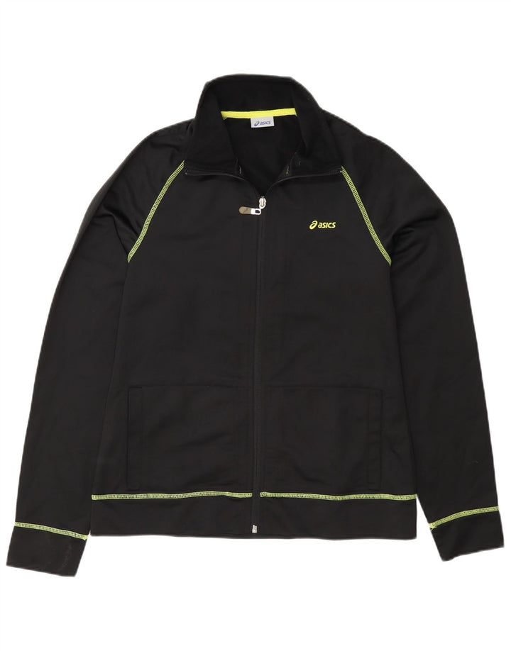 Asics Veste de survêtement pour femme UK 12 Medium Noir Polyester