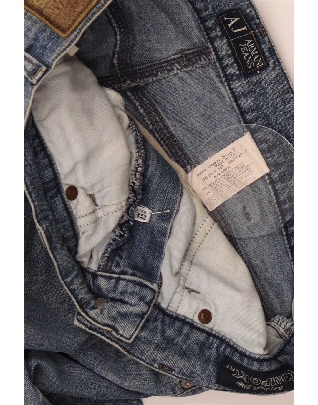 Armani Mens Straight Jeans W32 L32 Blue Cotton