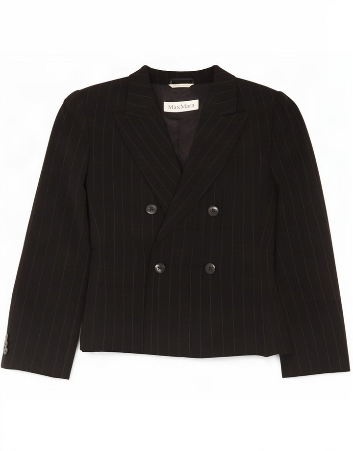 Max Mara Veste blazer double boutonnage pour femme UK 12 Medium Black Pinstripe