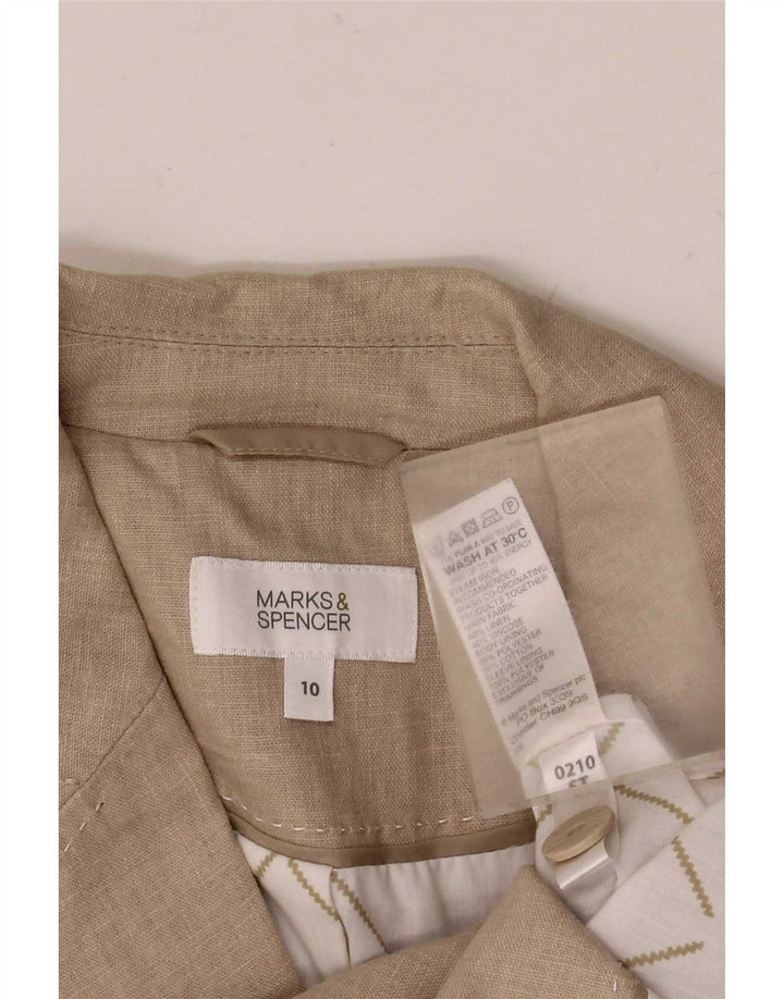 Marks & Spencer Veste blazer à 5 boutons pour femme UK 10 Petit lin beige