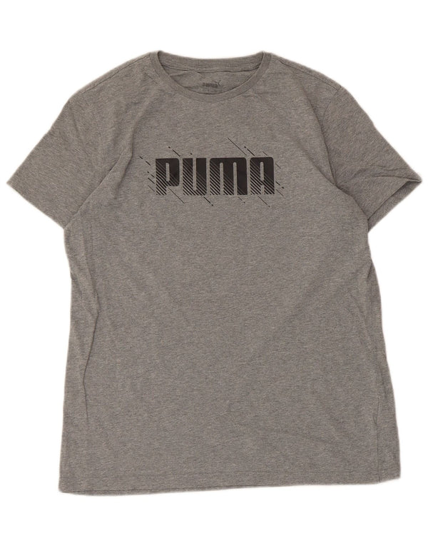 Puma Boys Graphic T-Shirt Top 15-16 Years XL Grey Flecked Cotton