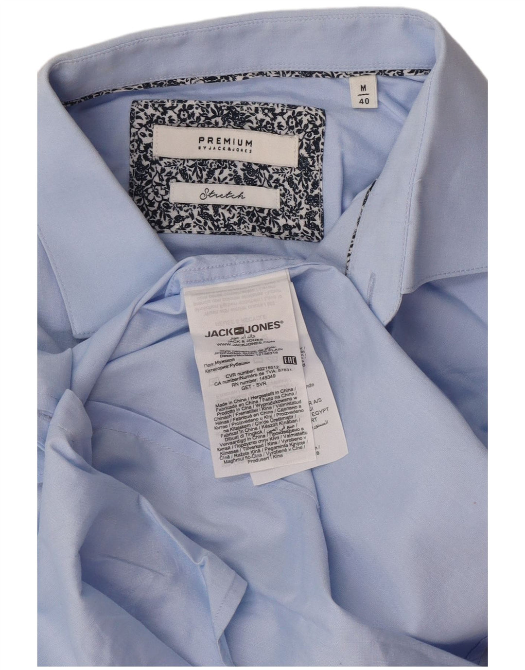 Jack & Jones Mens Short Sleeve Shirt Size 40 Medium Blue Cotton