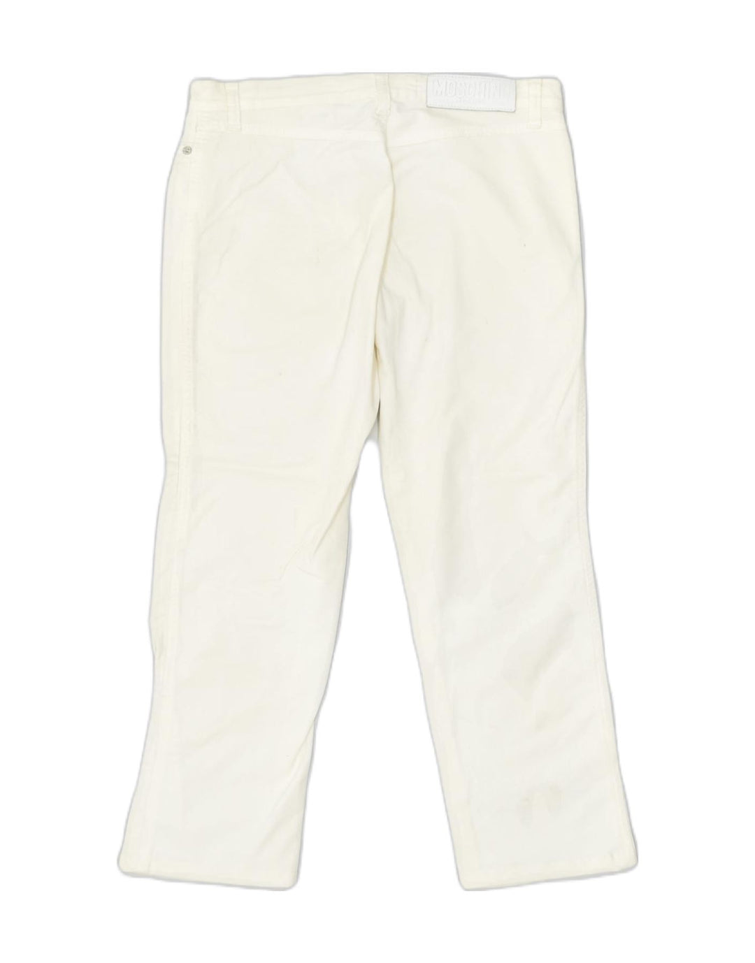 MOSCHINO Womens Straight Casual Trousers W28 L27 White Cotton Classic | Vintage | Thrift | Second-Hand | Used Clothing | Messina Hembry 