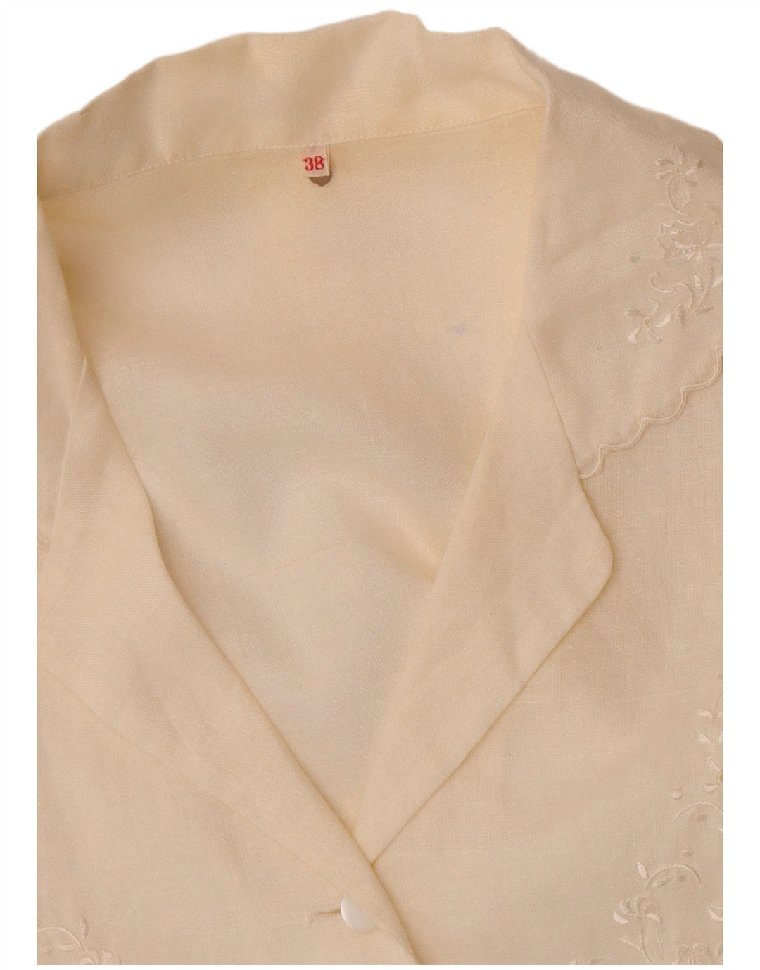 Vintage Womens Short Sleeve Shirt Blouse EU 38 Medium Off White
