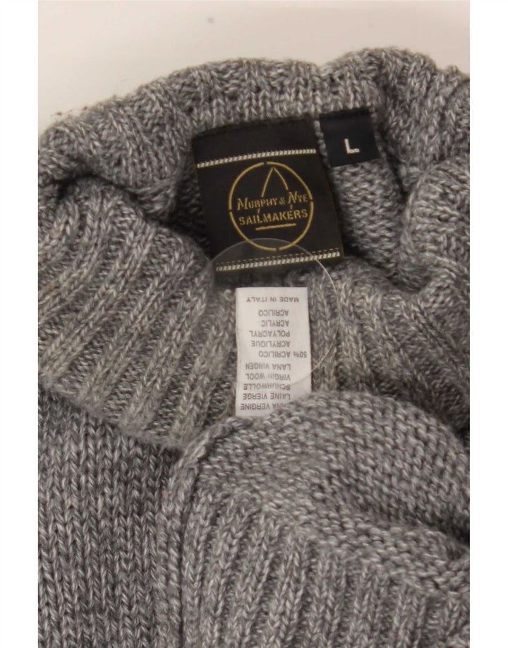 Murphy & Nye Mens Roll Neck Jumper Sweater Large Grey Wool