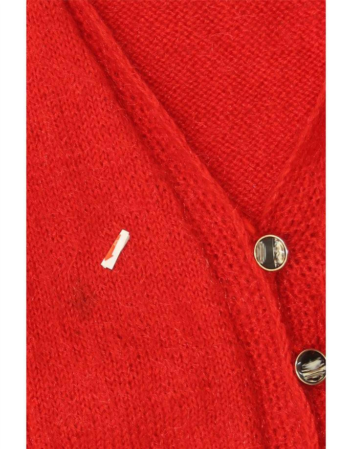 VINTAGE Womens Cardigan Sweater UK 14 Medium Red Colourblock