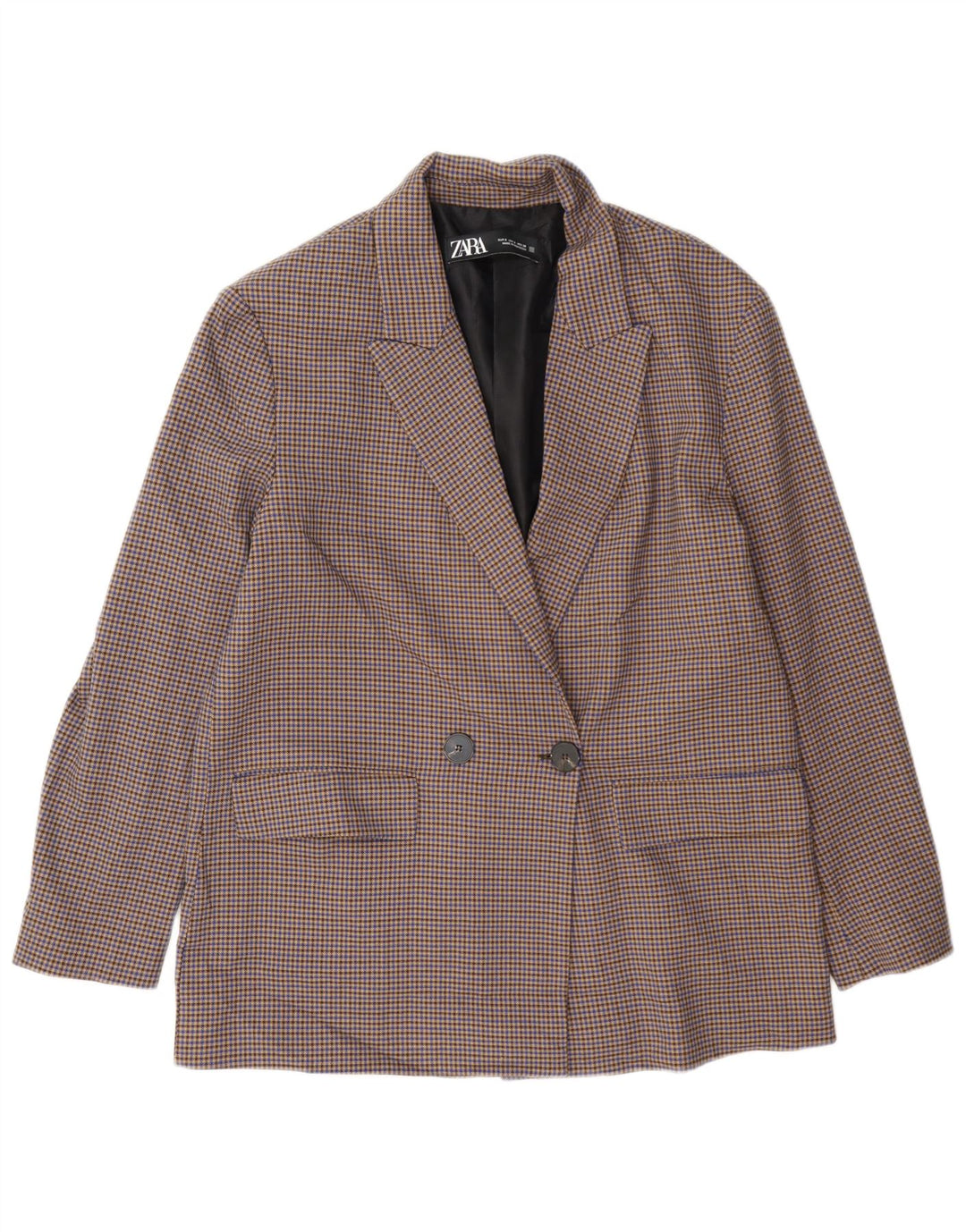 Jaqueta blazer oversized feminina Zara Reino Unido 10 pequeno houndstooth multicolorido
