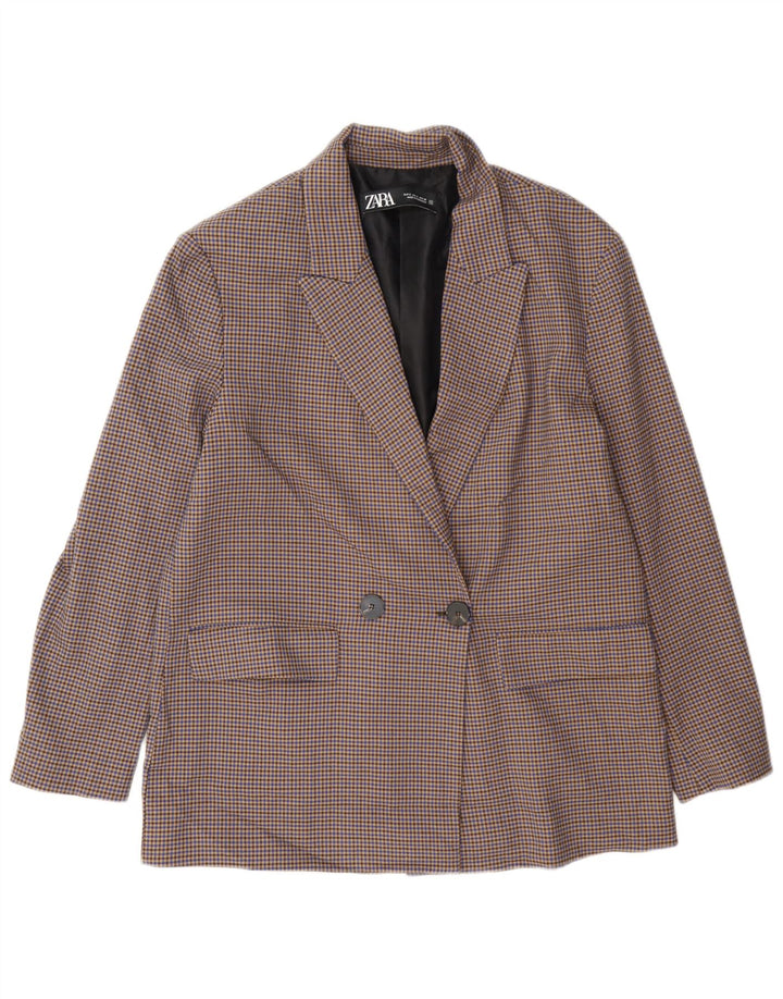 Jaqueta blazer oversized feminina Zara Reino Unido 10 pequeno houndstooth multicolorido